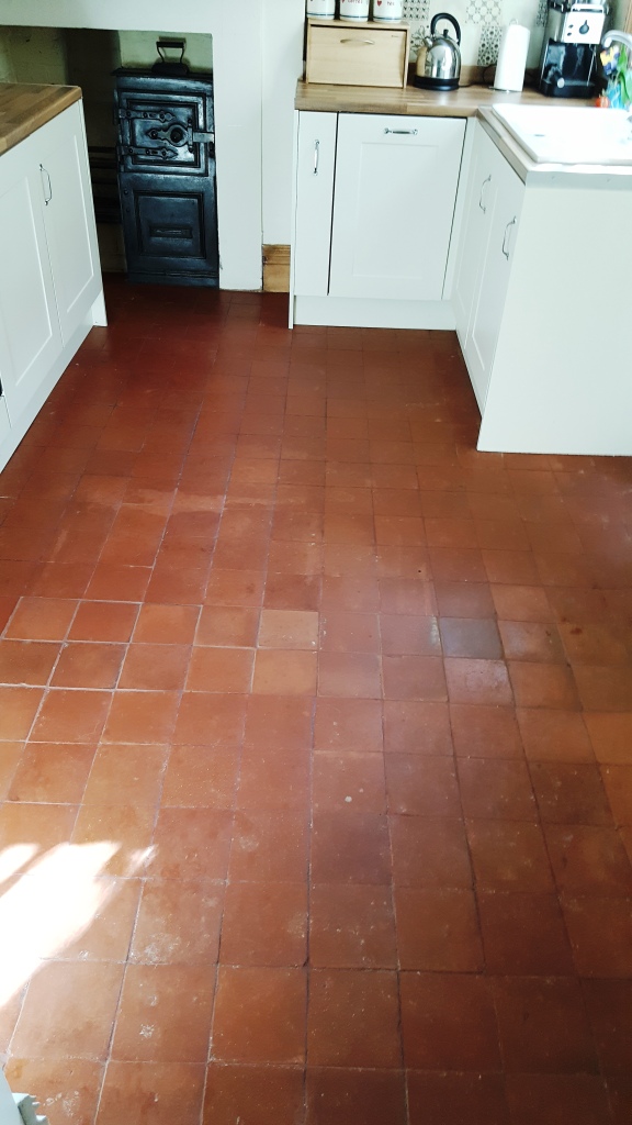 Quarry tiled floor Chester Before Cleaning