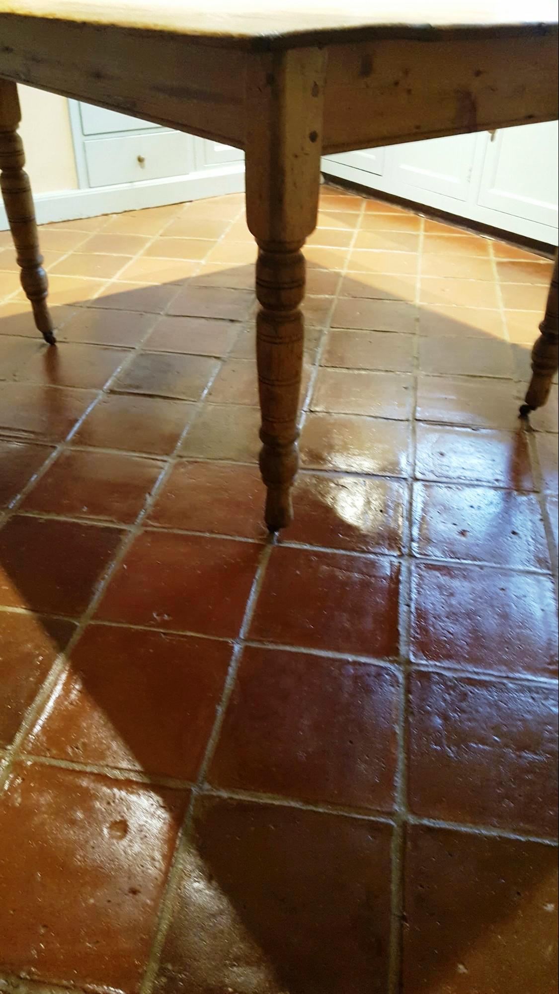 Old Terracotta Kitchen Floor After Cleaning Runcorn