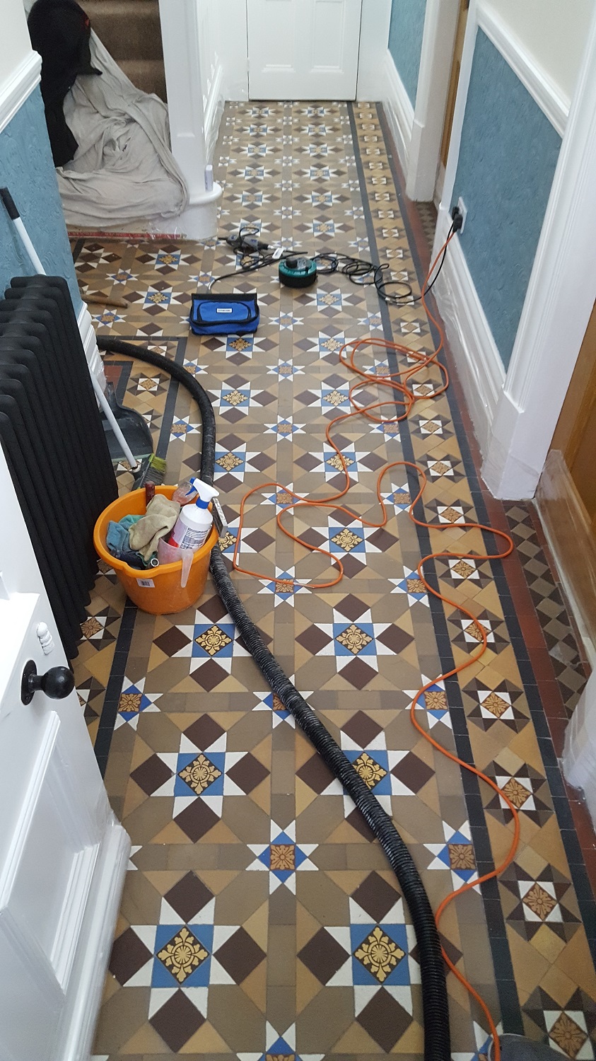 Victorian Tiled Hallway Grapenhall Before Cleaning