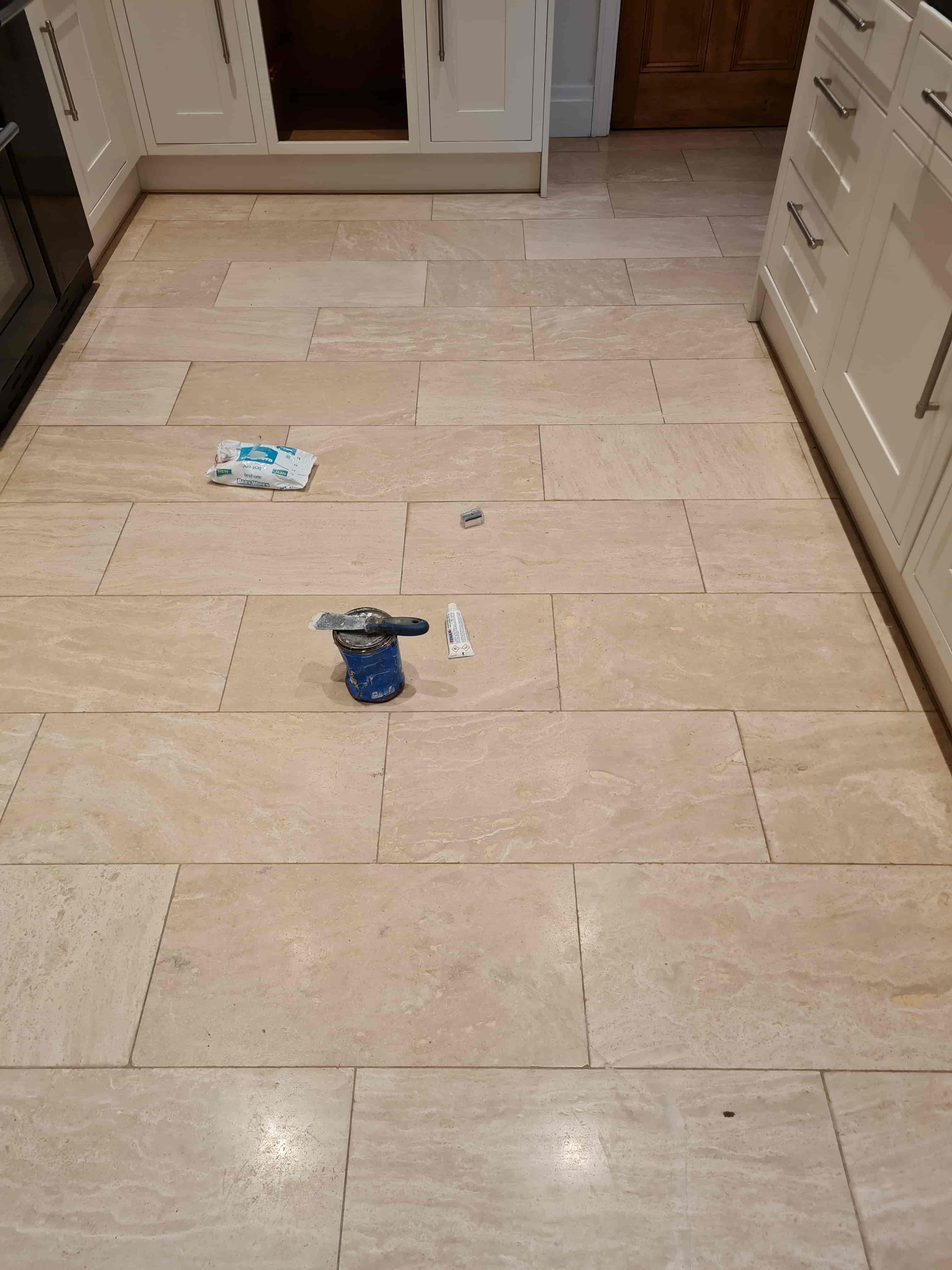 Travertine Floor Tiles During Filling Delamere