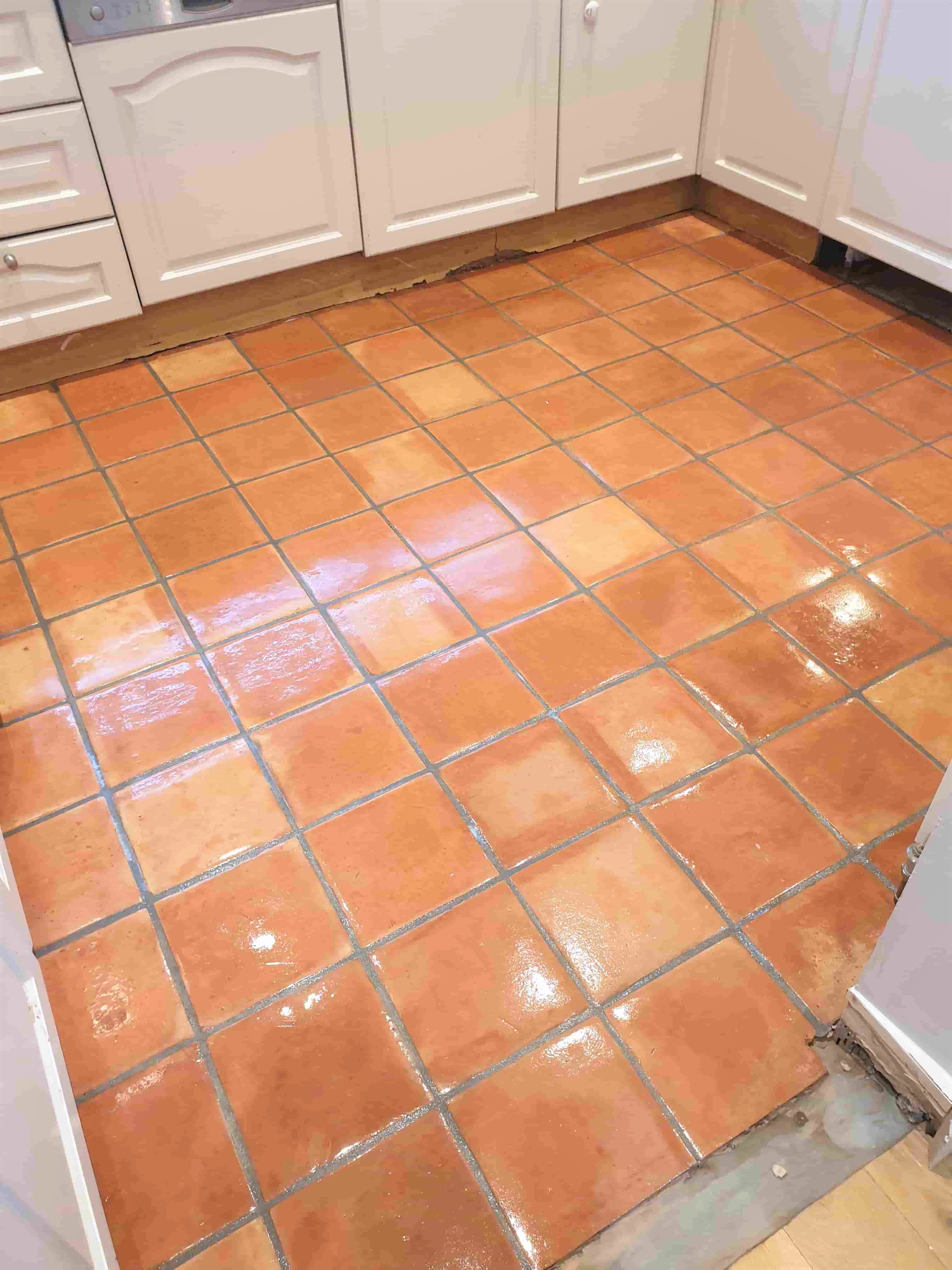 Terracotta Tiled Kitchen Floor After Sealing Whightgate Northwich