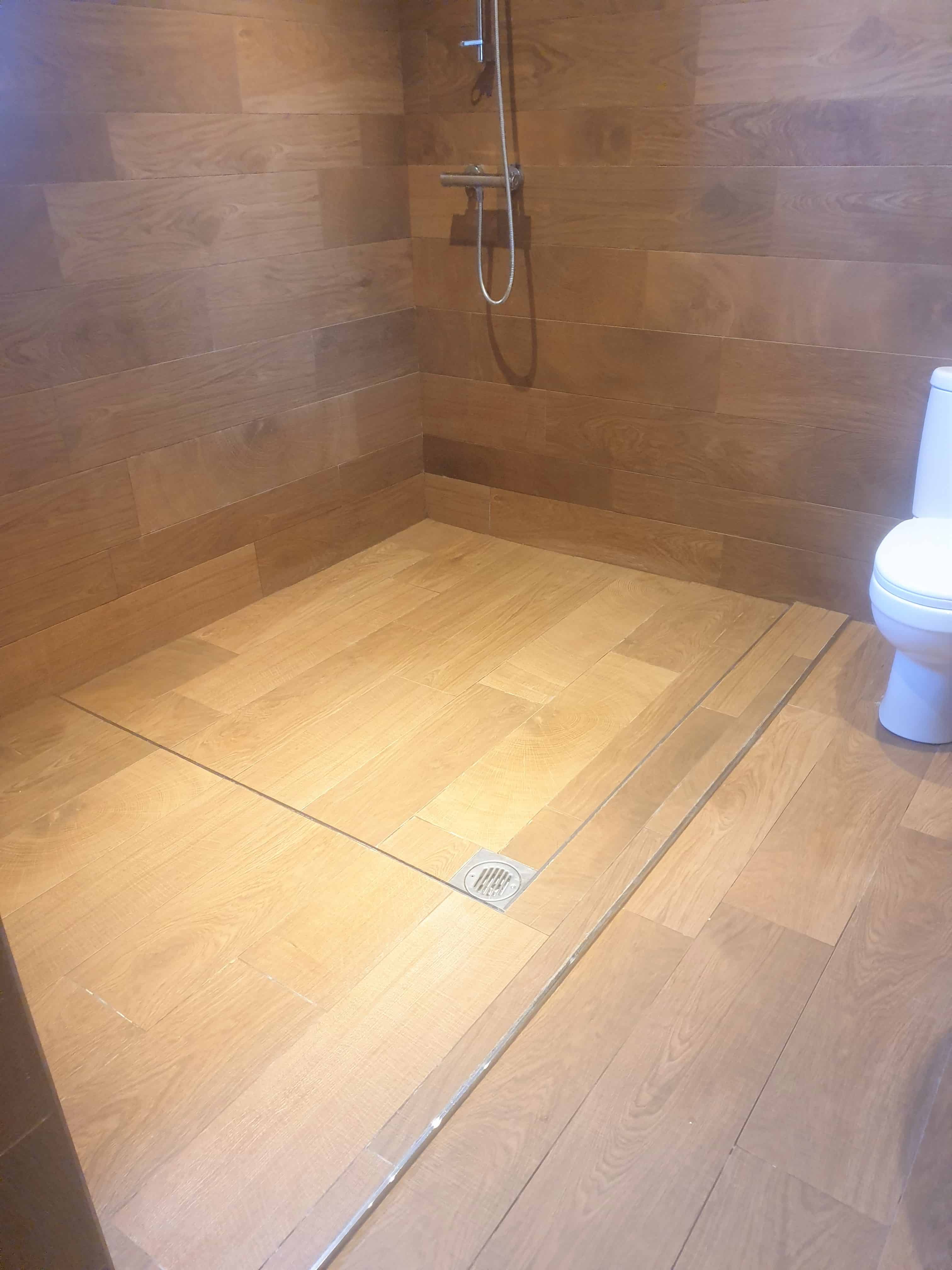 Ceramic Wood Plank Effect Shower Tile After Cleaning Kirby Wirral
