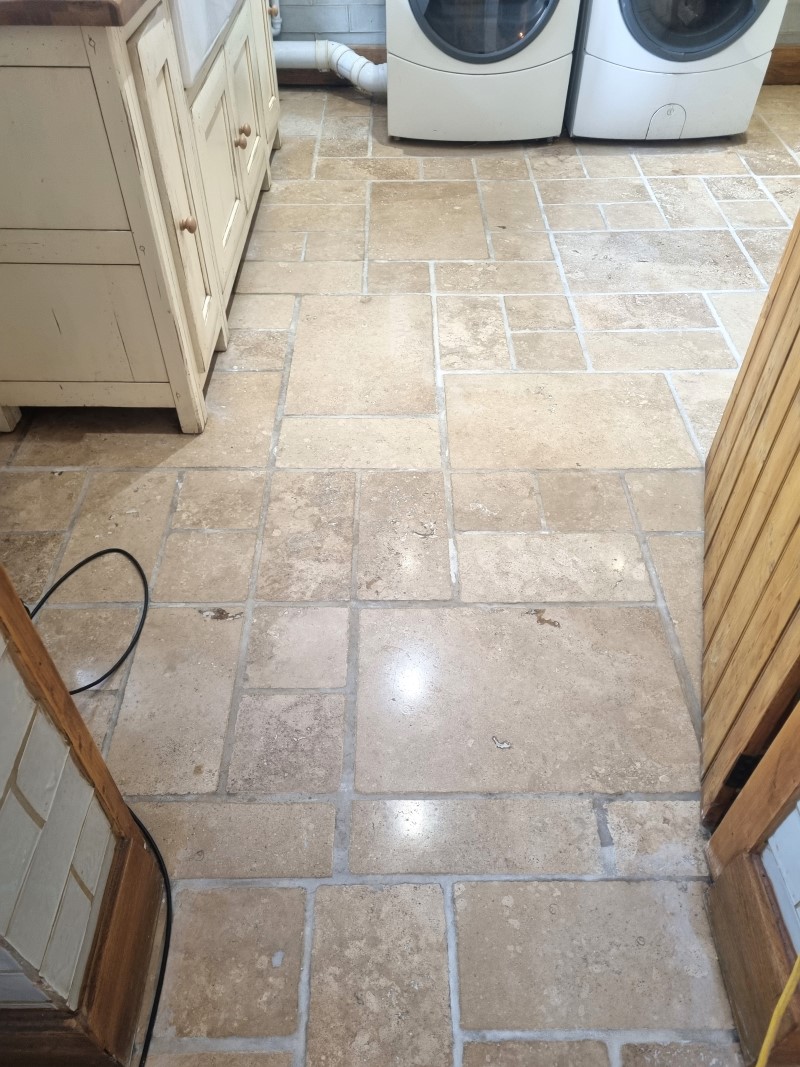 Travertine Kitchen Utility Floor After Renovation Neston Wirral